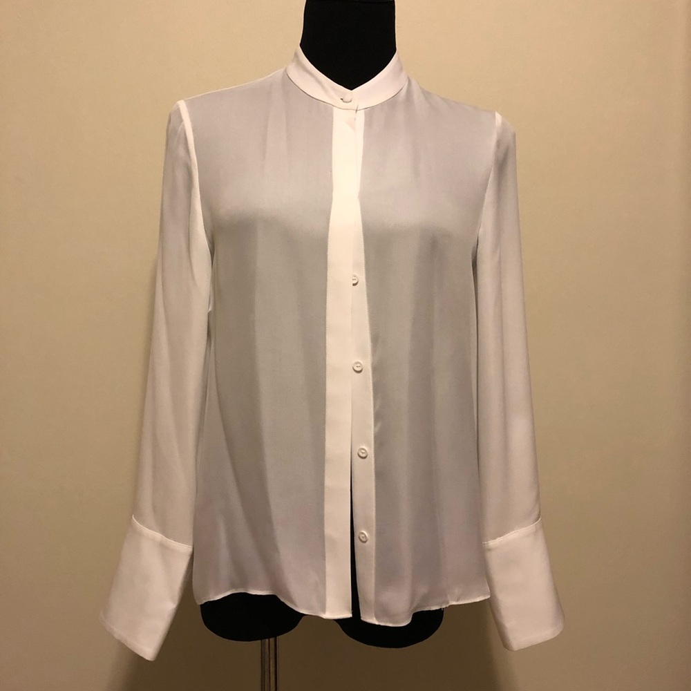 Alice + Olivia silk cream white blouse